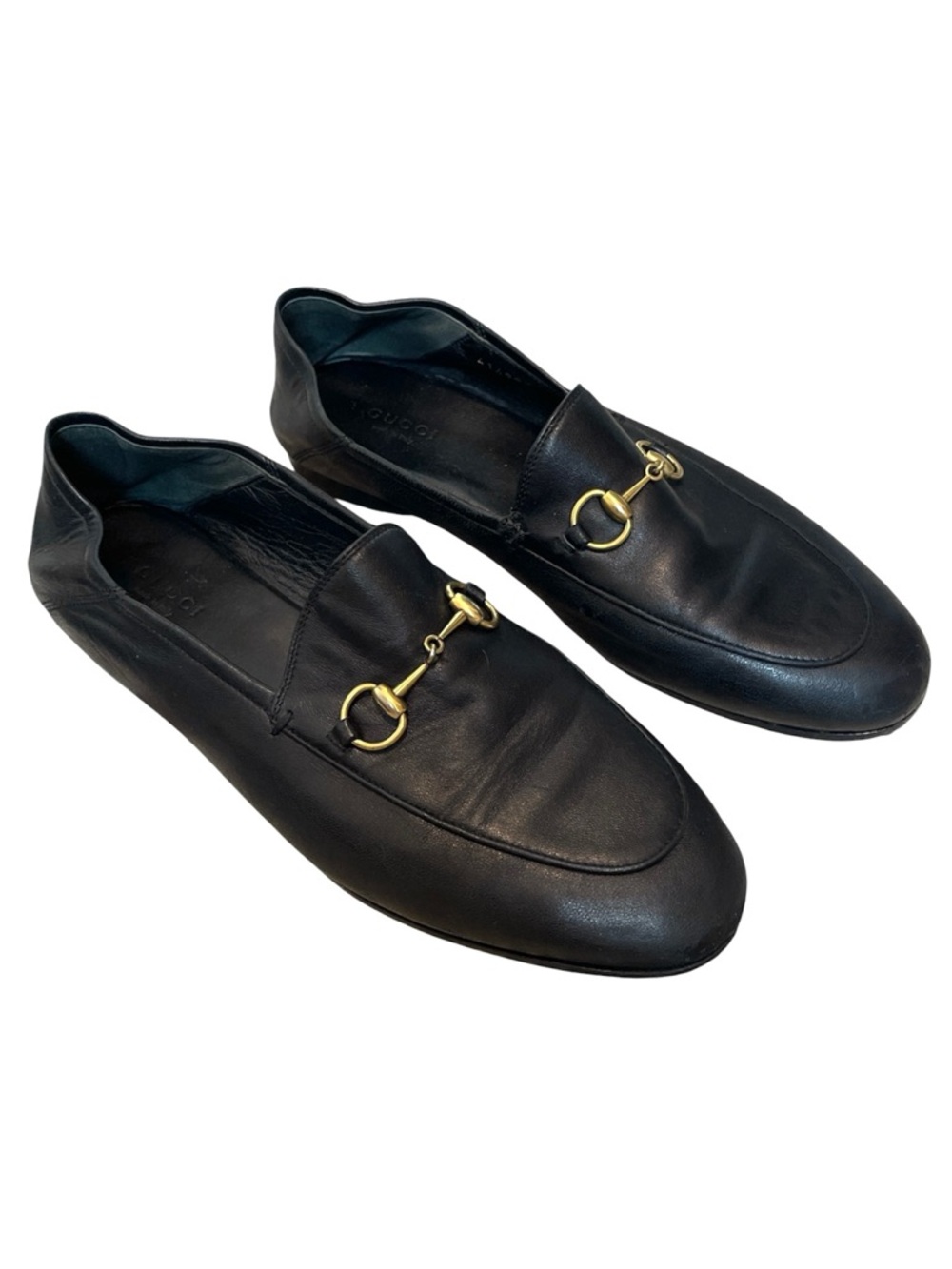 GUCCI Brixton Black Leather Horsebit Convertible Loafers Mules Clogs Slides 38.5